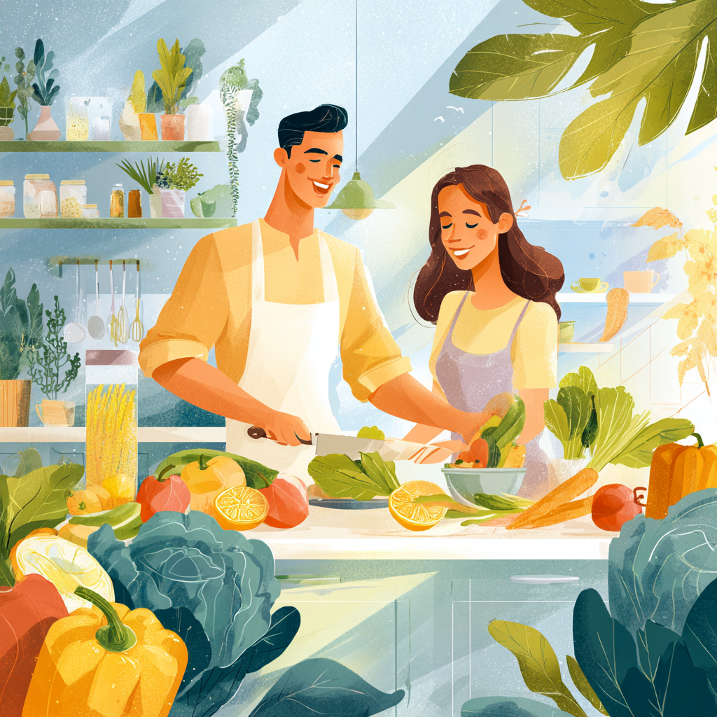 Alimentație sănătoasă și echilibrată cu fructe și legume proaspete