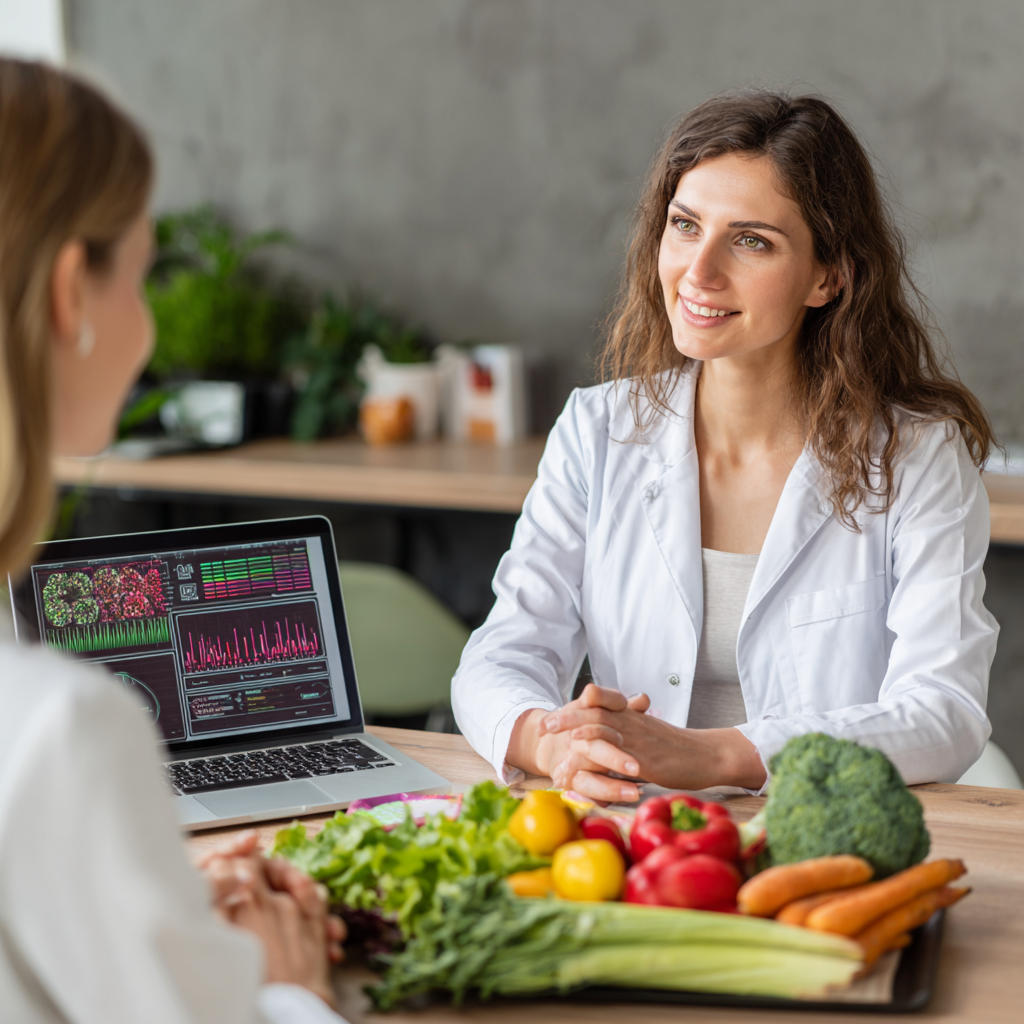 Consultant nutrițional profesionist oferind sfaturi personalizate